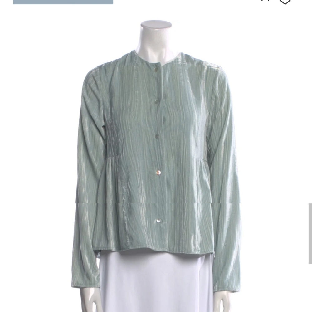 Vince Velvet Light Blue-grey Button-up Blouse